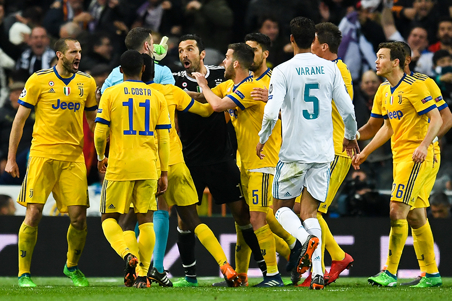 UEFAチャンピオンズリーグ（CL）準々決勝第2戦、レアル・マドリード対ユベントスの試合終了間際に起きたPK判定が世界中で議論を呼んでいる【写真：Getty Images】
