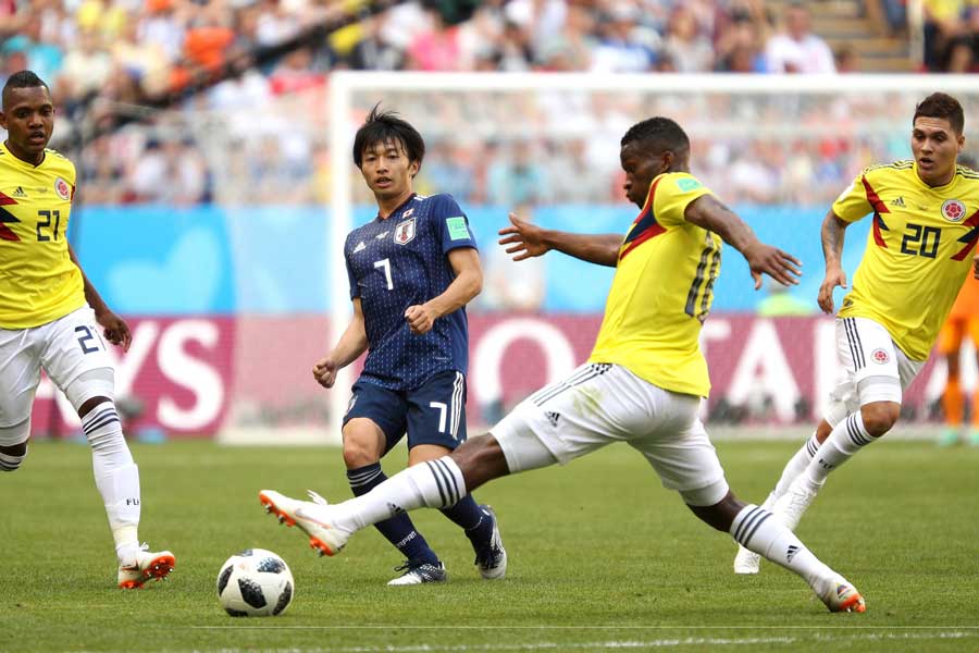 コロンビア戦、日本代表で最も高いポイントを示していた柴崎岳【写真：Getty Images】