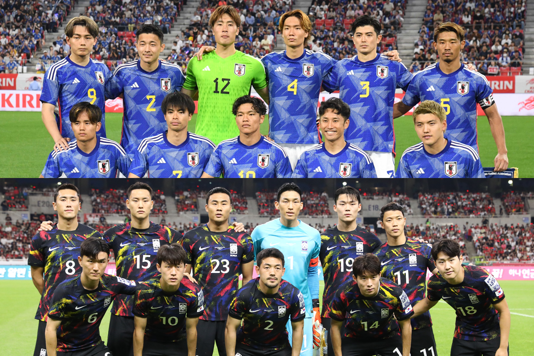 6月シリーズでは日本代表と韓国代表に明暗【写真：Getty Images & 徳原隆元】